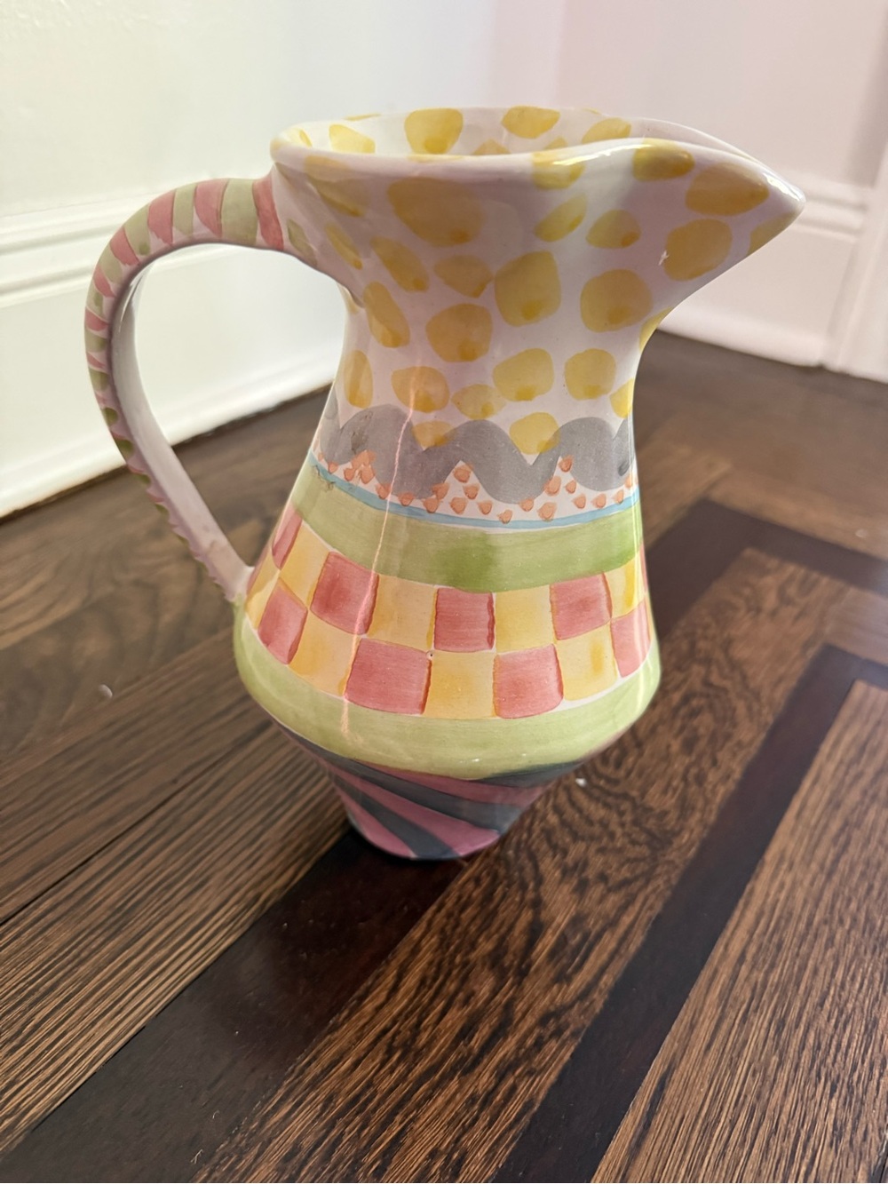 MacKenzie-Childs Vintage Hand-Painted Ceramic Pitcher